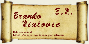 Branko Miulović vizit kartica